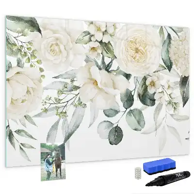 Magnetisk tavla med penna motiv blommor