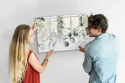 Magnetisk tavla med penna motiv blommor