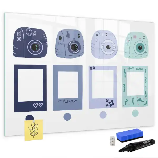 Magnetisk tavla med penna polaroidramar