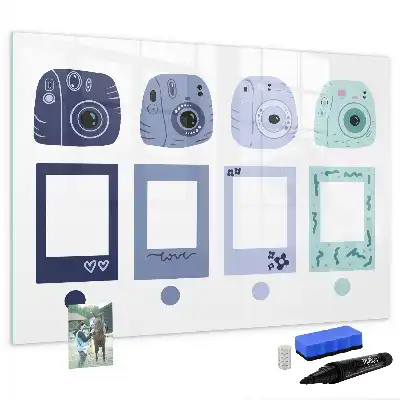 Magnetisk tavla med penna polaroidramar
