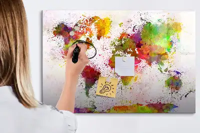 Akvarellvärldskarta magnetisk tavla med penna