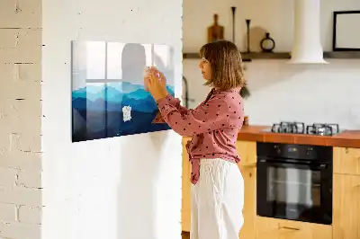 Magnetisk tavla med penna och akvarellvatten-motiv