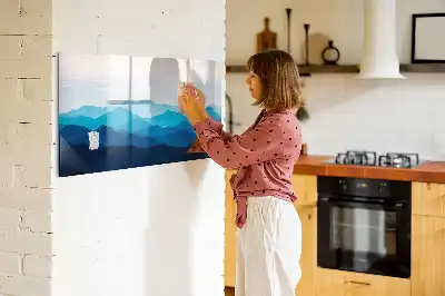 Magnetisk tavla med penna och akvarellvatten-motiv