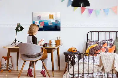 Magnetisk tavla med penna och akvarellvatten-motiv