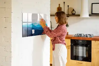 Magnetisk tavla med penna och akvarellvatten-motiv