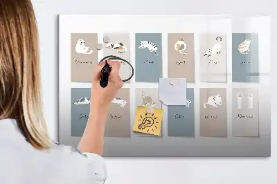 Kattkalender med magnetisk tavla och penna