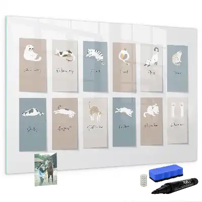 Kattkalender med magnetisk tavla och penna