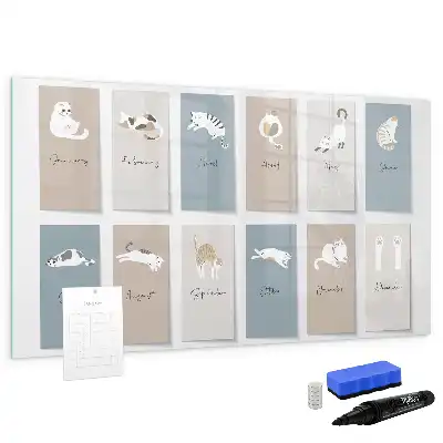 Kattkalender med magnetisk tavla och penna