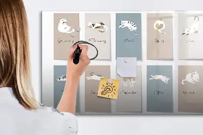 Kattkalender med magnetisk tavla och penna