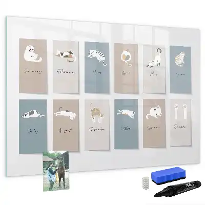 Kattkalender med magnetisk tavla och penna