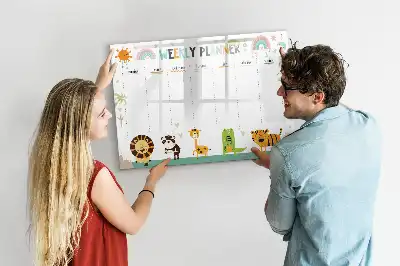 Magnetisk rittavla veckoplanerare med djurmotiv