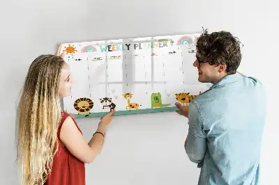 Magnetisk rittavla veckoplanerare med djurmotiv
