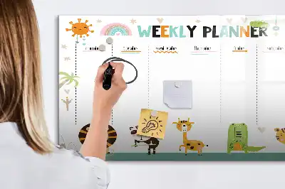 Magnetisk rittavla veckoplanerare med djurmotiv