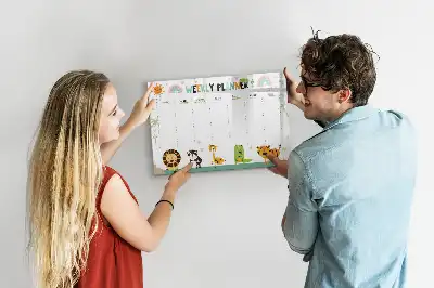 Magnetisk rittavla veckoplanerare med djurmotiv