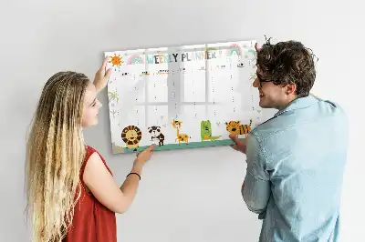 Magnetisk rittavla veckoplanerare med djurmotiv