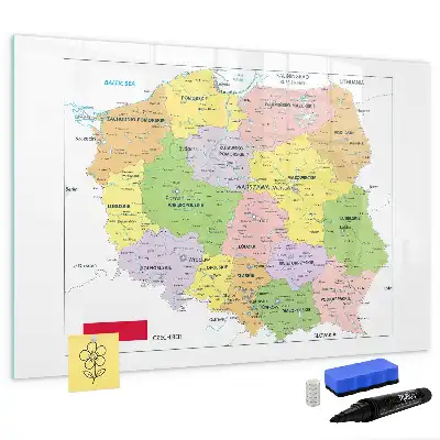 Karta över Polen magnetisk tavla med penna