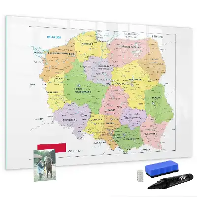 Karta över Polen magnetisk tavla med penna