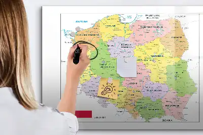 Karta över Polen magnetisk tavla med penna
