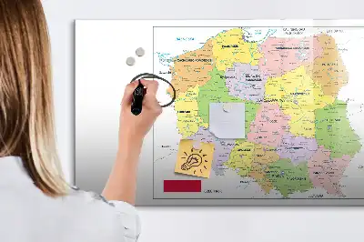 Karta över Polen magnetisk tavla med penna