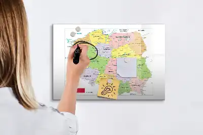 Karta över Polen magnetisk tavla med penna