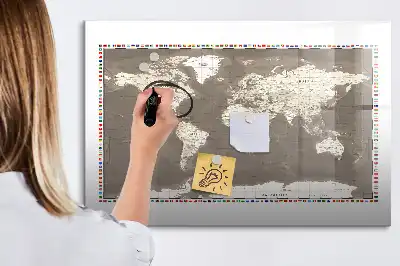 Magnetisk rittavla brun världskarta