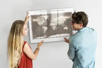 Magnetisk rittavla brun världskarta