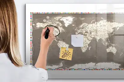Magnetisk rittavla brun världskarta