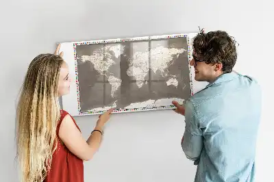 Magnetisk rittavla brun världskarta
