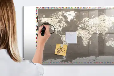 Magnetisk rittavla brun världskarta