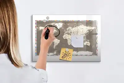 Magnetisk rittavla brun världskarta