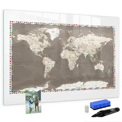 Magnetisk rittavla brun världskarta