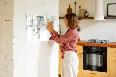 Magnetisk tavla med penna och växtbladsmotiv