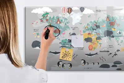 Magnetisk tavla med tecknad karta och penna