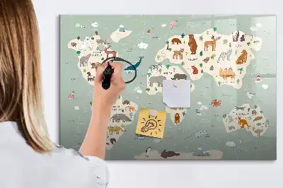 Magnetisk rittavla med motiv av världskarta och djur