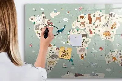 Magnetisk rittavla med motiv av världskarta och djur