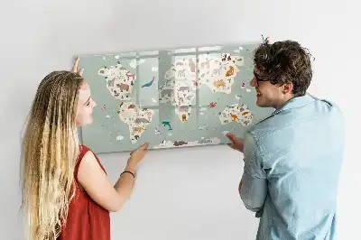 Magnetisk rittavla med motiv av världskarta och djur