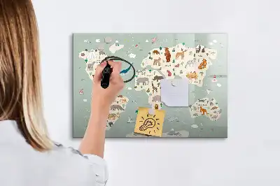Magnetisk rittavla med motiv av världskarta och djur