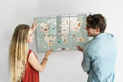 Magnetisk rittavla med motiv av världskarta och djur