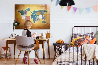 Magnetisk tavla motiv med gammal världskarta och penna