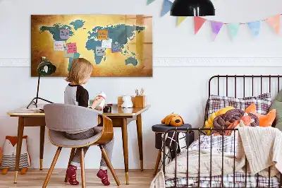 Magnetisk tavla motiv med gammal världskarta och penna