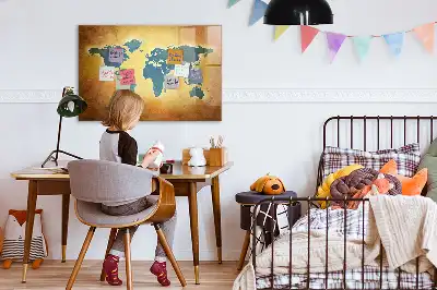 Magnetisk tavla motiv med gammal världskarta och penna