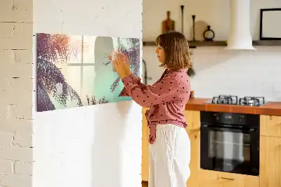Magnetisk skrivtavla med penna motiv med tropiska palmer