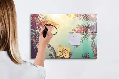 Magnetisk skrivtavla med penna motiv med tropiska palmer