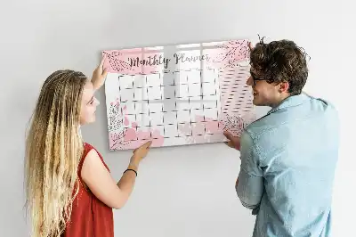 Magnetisk månadsplanerare i rosa utförande med penna