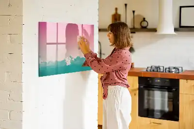 Magnetisk tavla med penna motiv med gradienthimmel