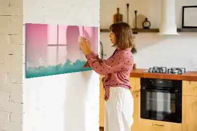Magnetisk tavla med penna motiv med gradienthimmel