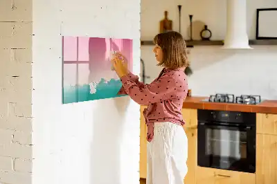 Magnetisk tavla med penna motiv med gradienthimmel