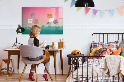 Magnetisk tavla med penna motiv med gradienthimmel