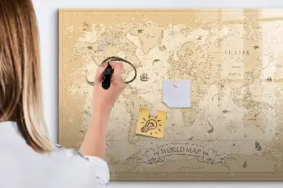 Magnetisk rittavla med motiv av vintage världskarta