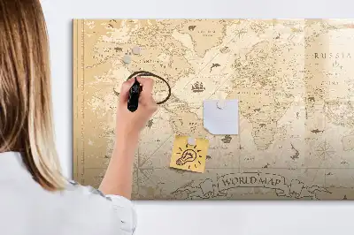 Magnetisk rittavla med motiv av vintage världskarta